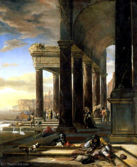 An Italian Port Scene — Jan Baptist Weenix