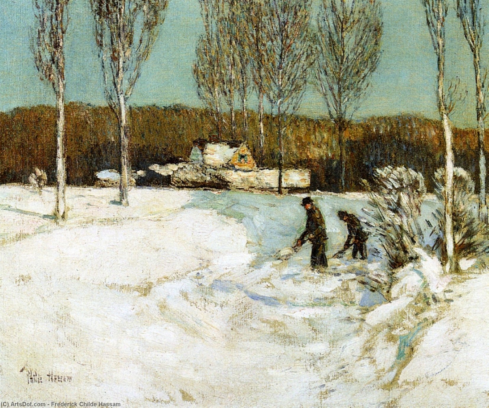 Shoveling Snow, New England — Frederick Childe Hassam
