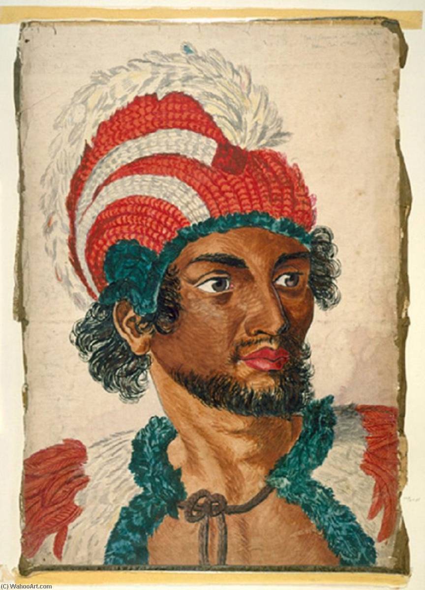 English A Man Of The Sandwich Islands With His Helmet — John Webber