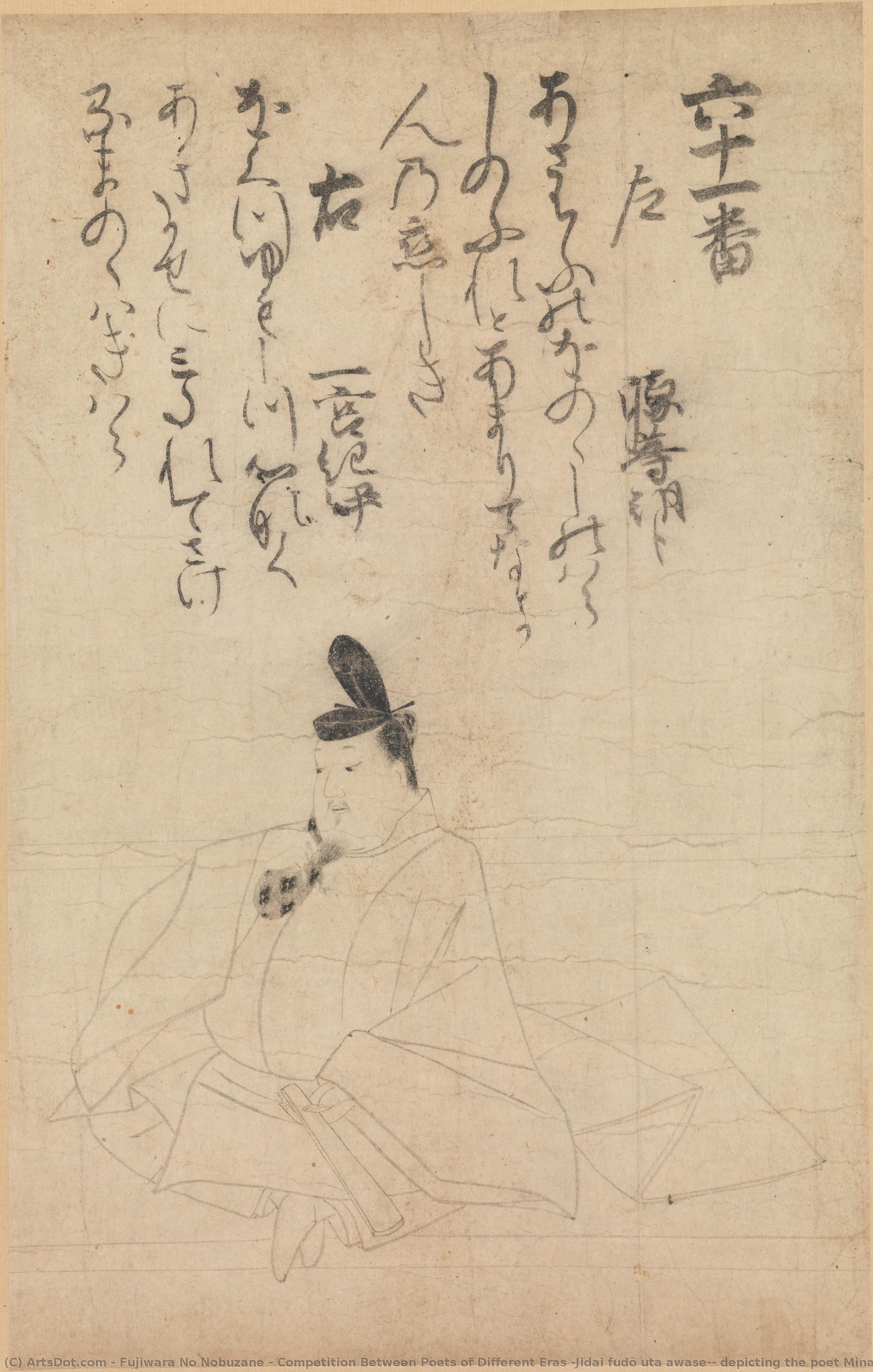 Competition Between Poets Of Different Eras (jidai Fudō Uta Awase), Depicting The Poet Minamoto No Hitoshi — Fujiwara No Nobuzane
