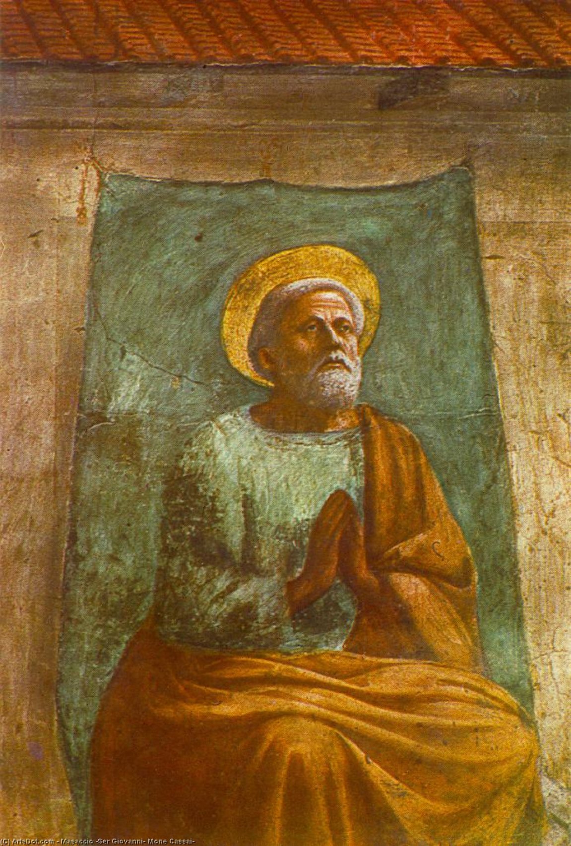 The Raising Of The Son Of Theophilus And St Peter Enthroned (detail) — Masaccio