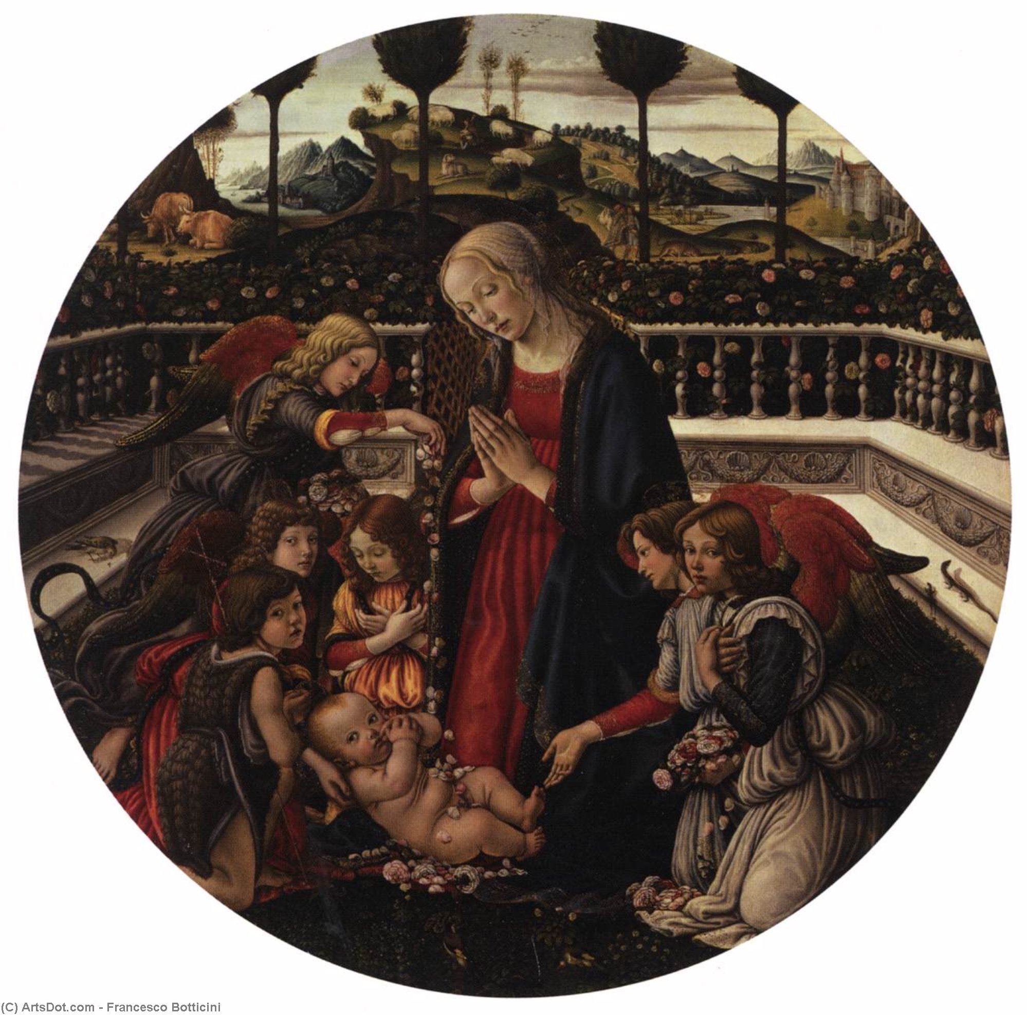 Madonna With Child, St John The Baptist, And Angels — Francesco Di Giovanni Botticini