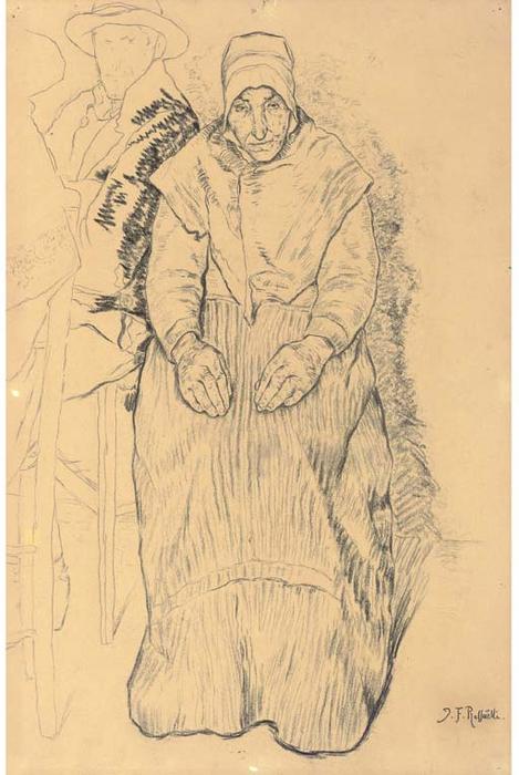 An Old Woman, Seated, In Breton Dress — Jean-françois Raffaelli