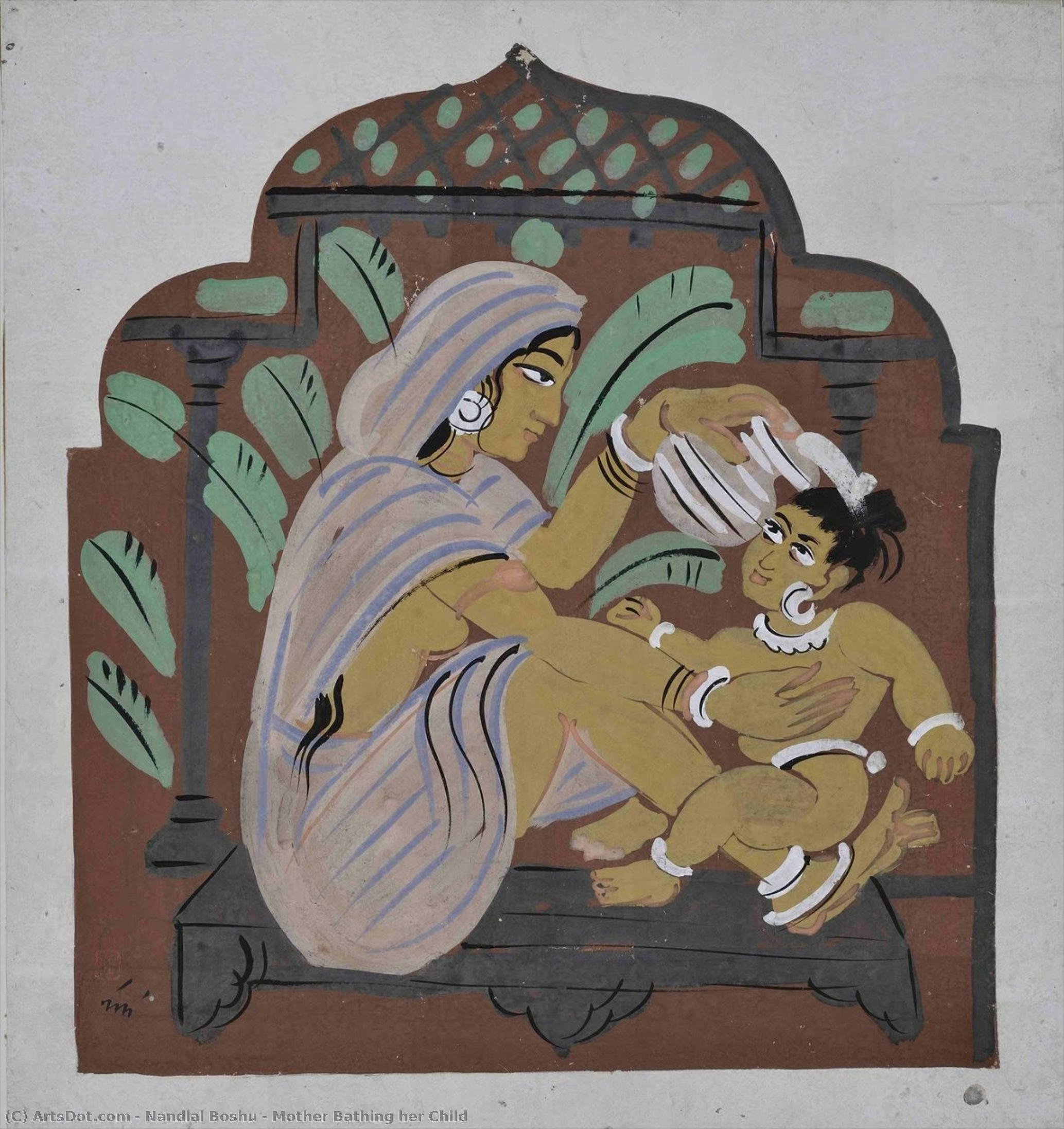 Mother Bathing Her Child — ナンダラール・ボース
