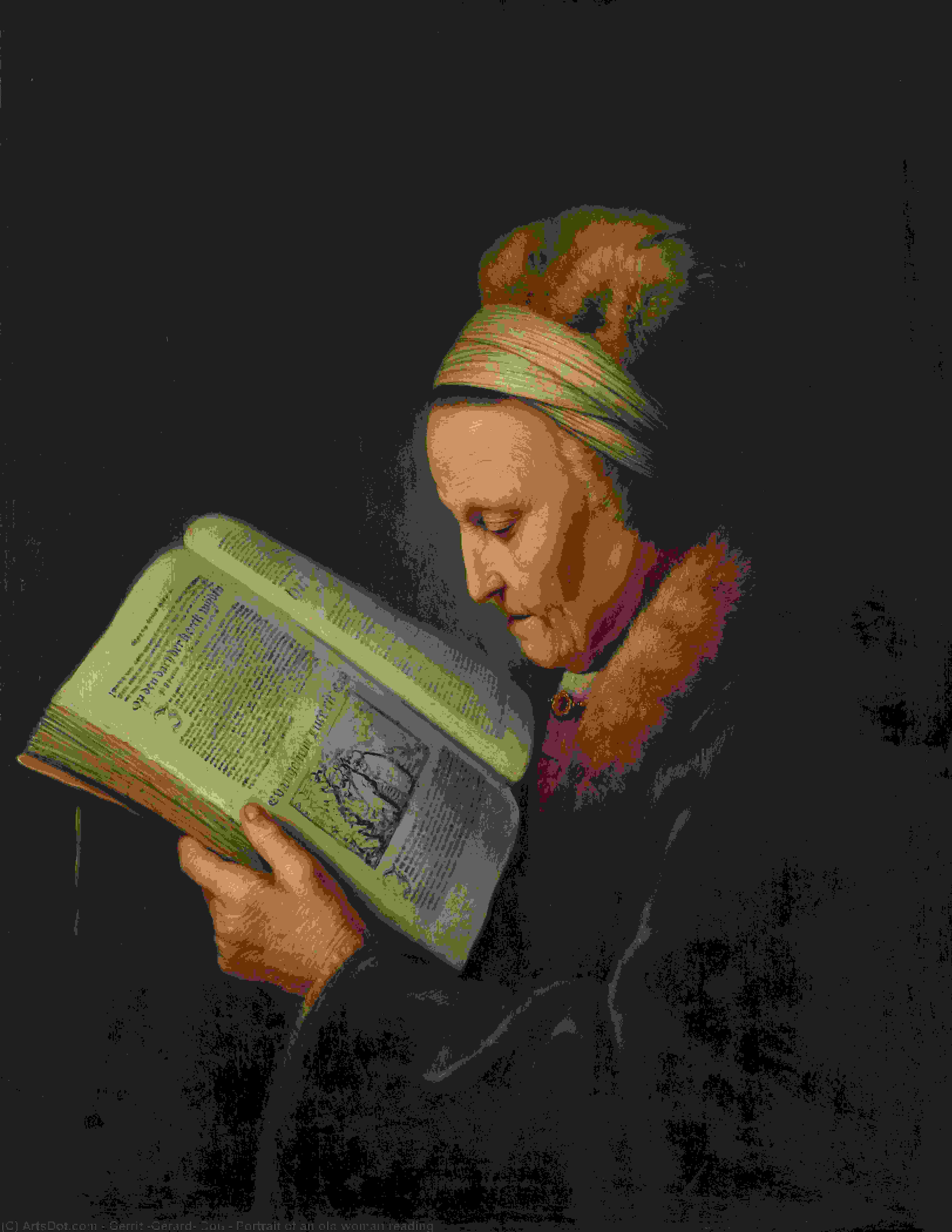 Portrait Of An Old Woman Reading — Герит Ду