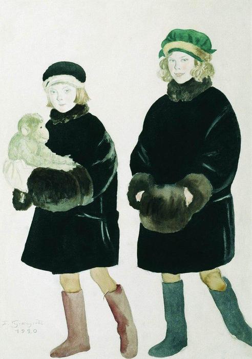 Portrait Of Martha And Marina Chaliapin — Boris Mikhailovich Kustodiev