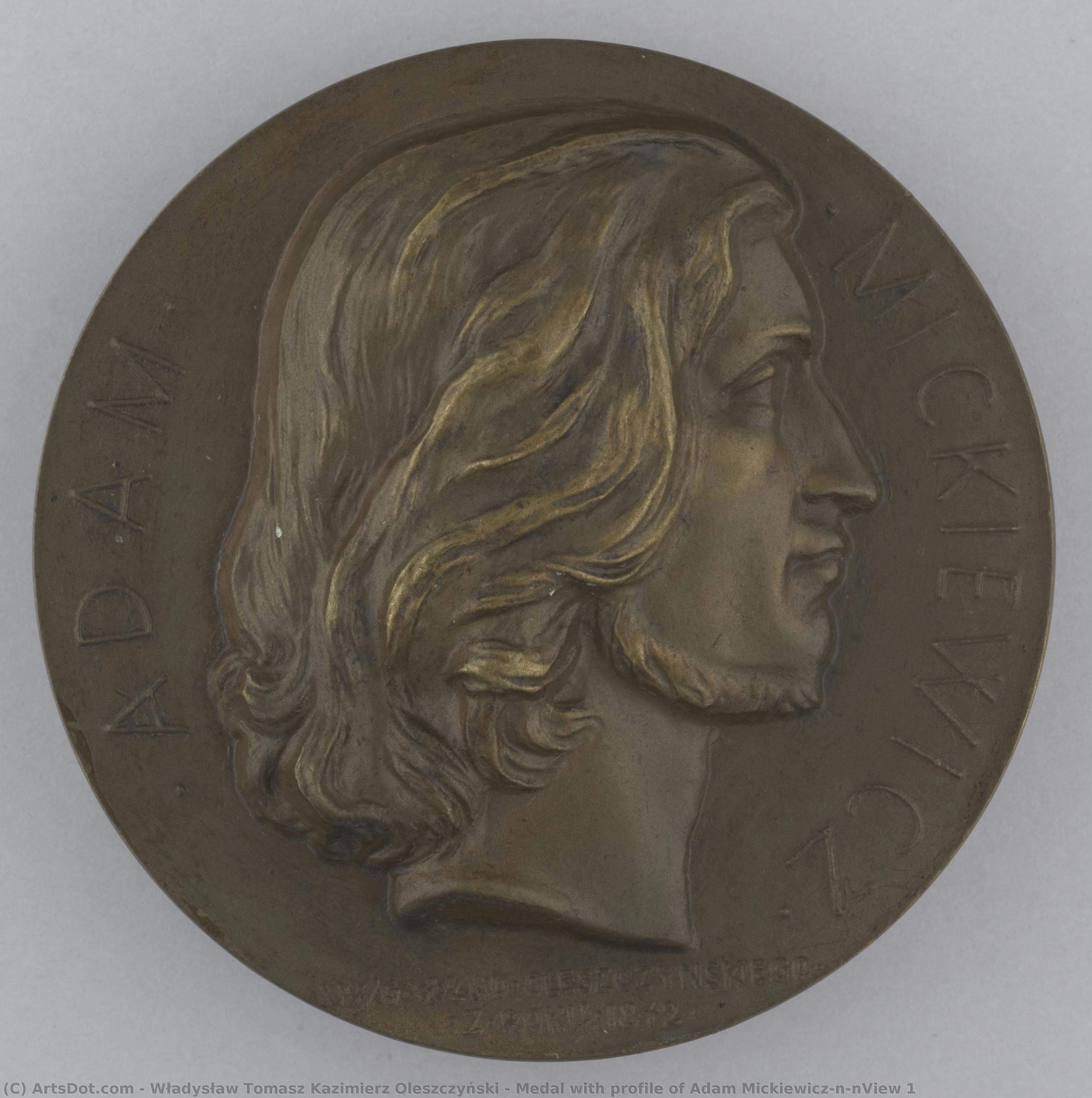 Medal With Profile Of Adam Mickiewicz\n\nview 1 — Władysław Oleszczyński