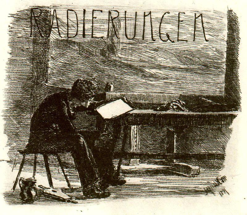 Cover Of The Radierungen. Artist Collecting Acid — Max Klinger