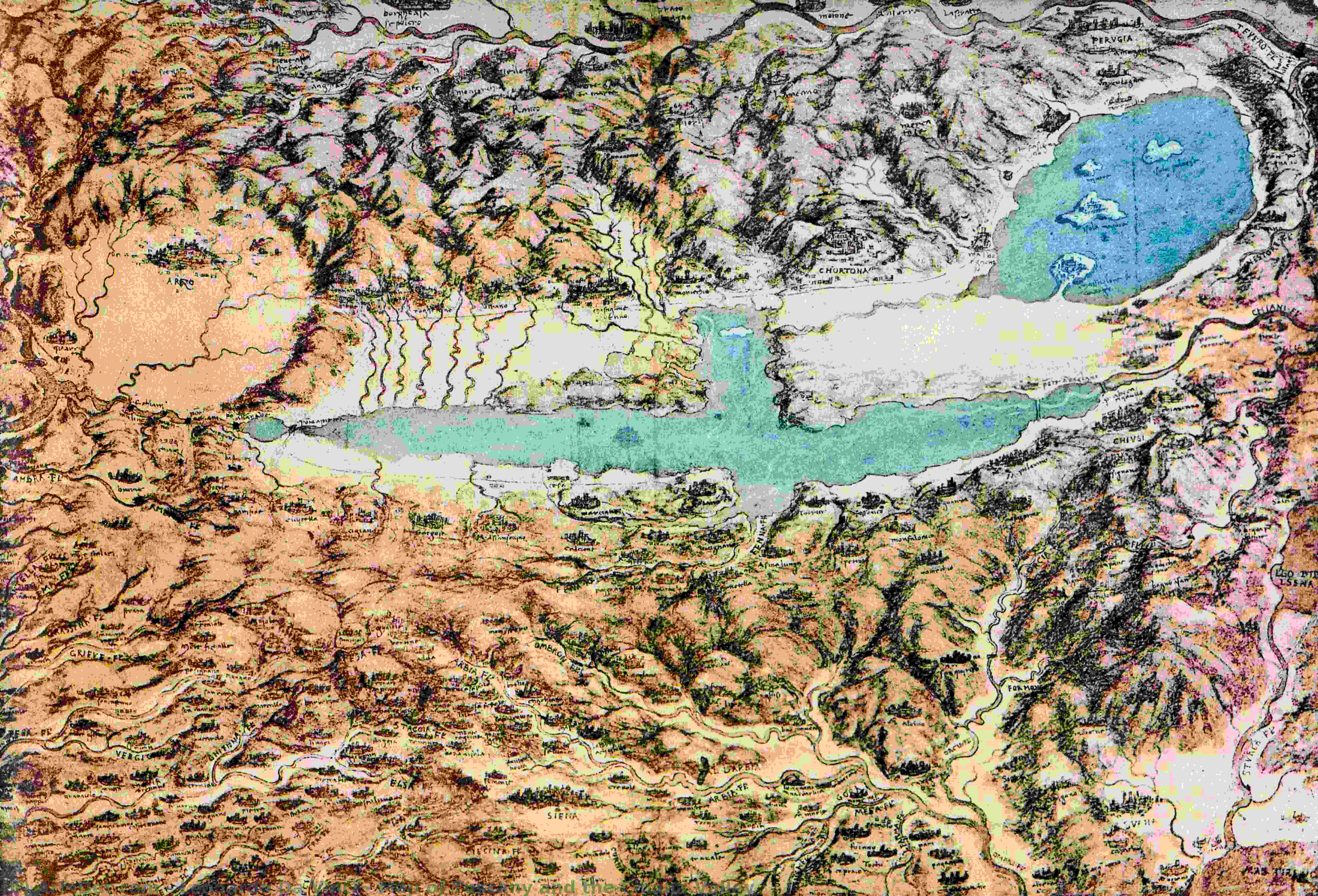 Mapa Toskane I Doline Čijane — Leonardo Da Vinči