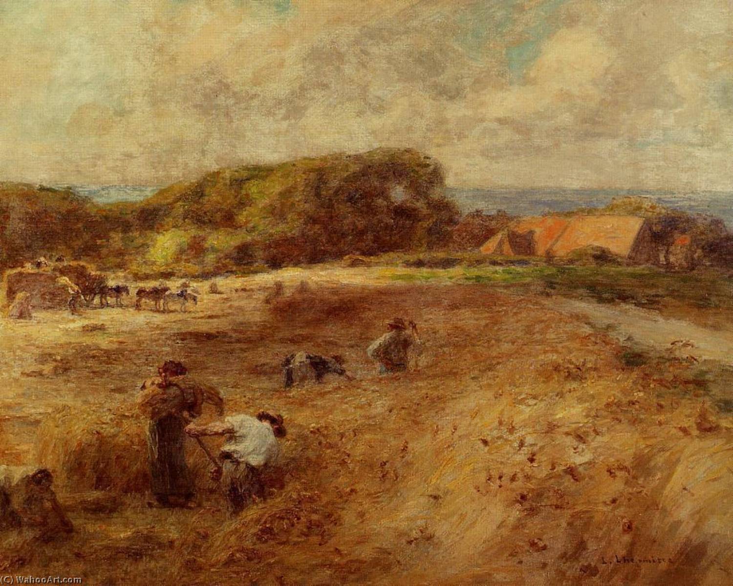 Harvesters Near The Farm Of Sambre — Léon Augustin L'hermitte