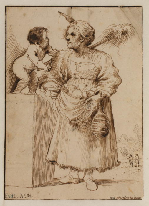 Old Woman With A Small Child — Guercino