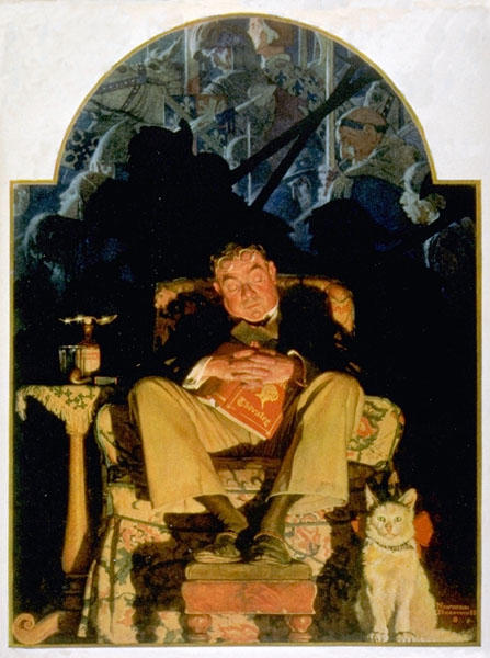 Asleep With Book — Norman Rockwell