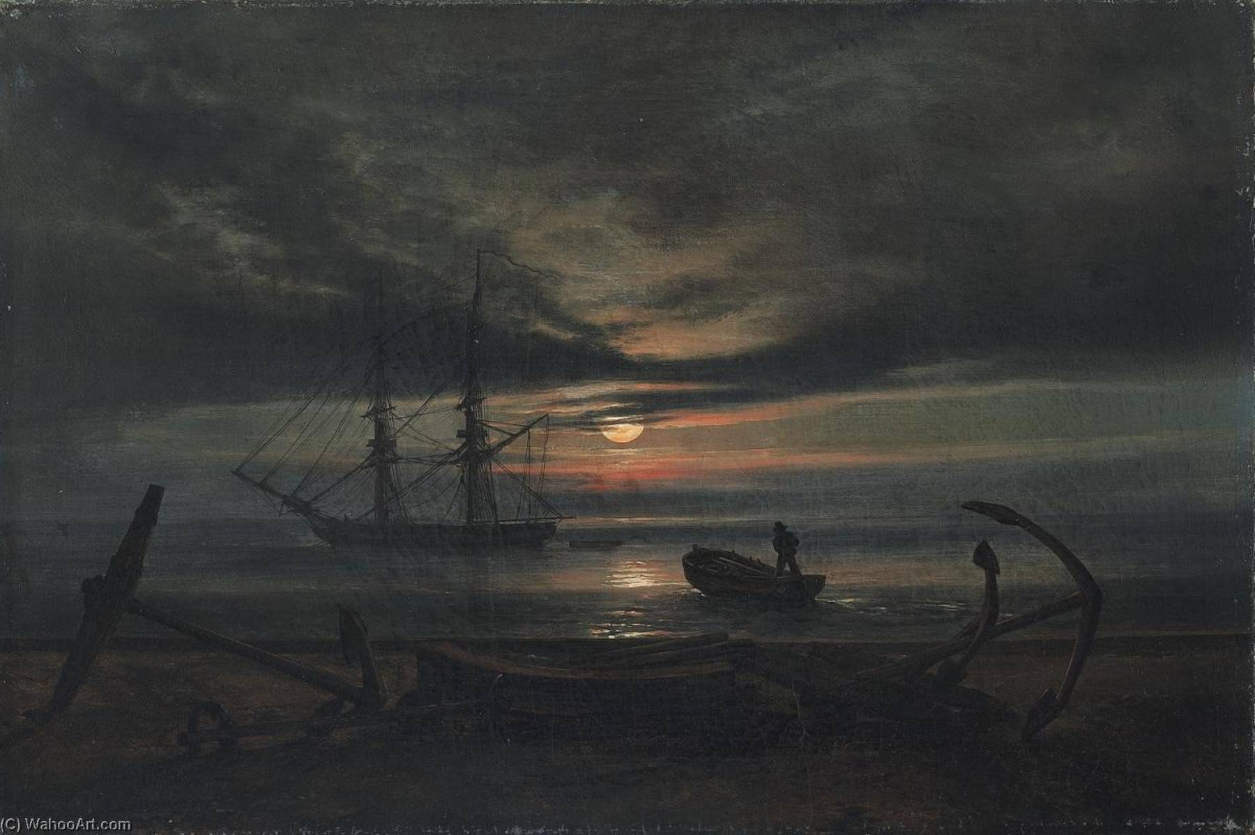 Danish Coast By Moonlight — Иоганн Кристиан Даль
