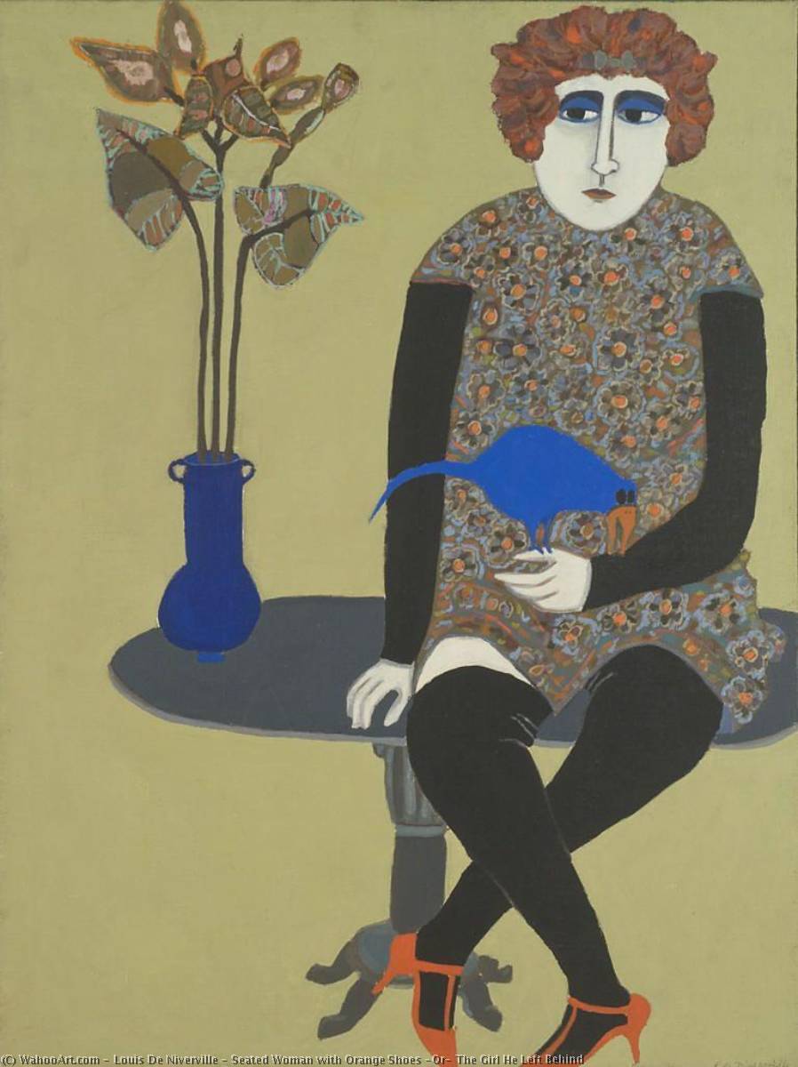 Seated Woman With Orange Shoes (or) The Girl He Left Behind — Louis De Niverville