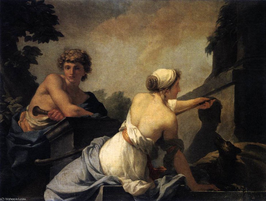 Dibutades Tracing The Portrait Of A Shepherd — Jean Baptiste Baron Regnault