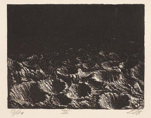 Crater Field Near Dontrien Lit Up By Flares — Otto Dix