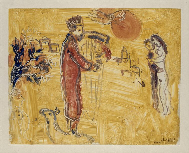 König Salomo Mit Harfe — Marc Chagall