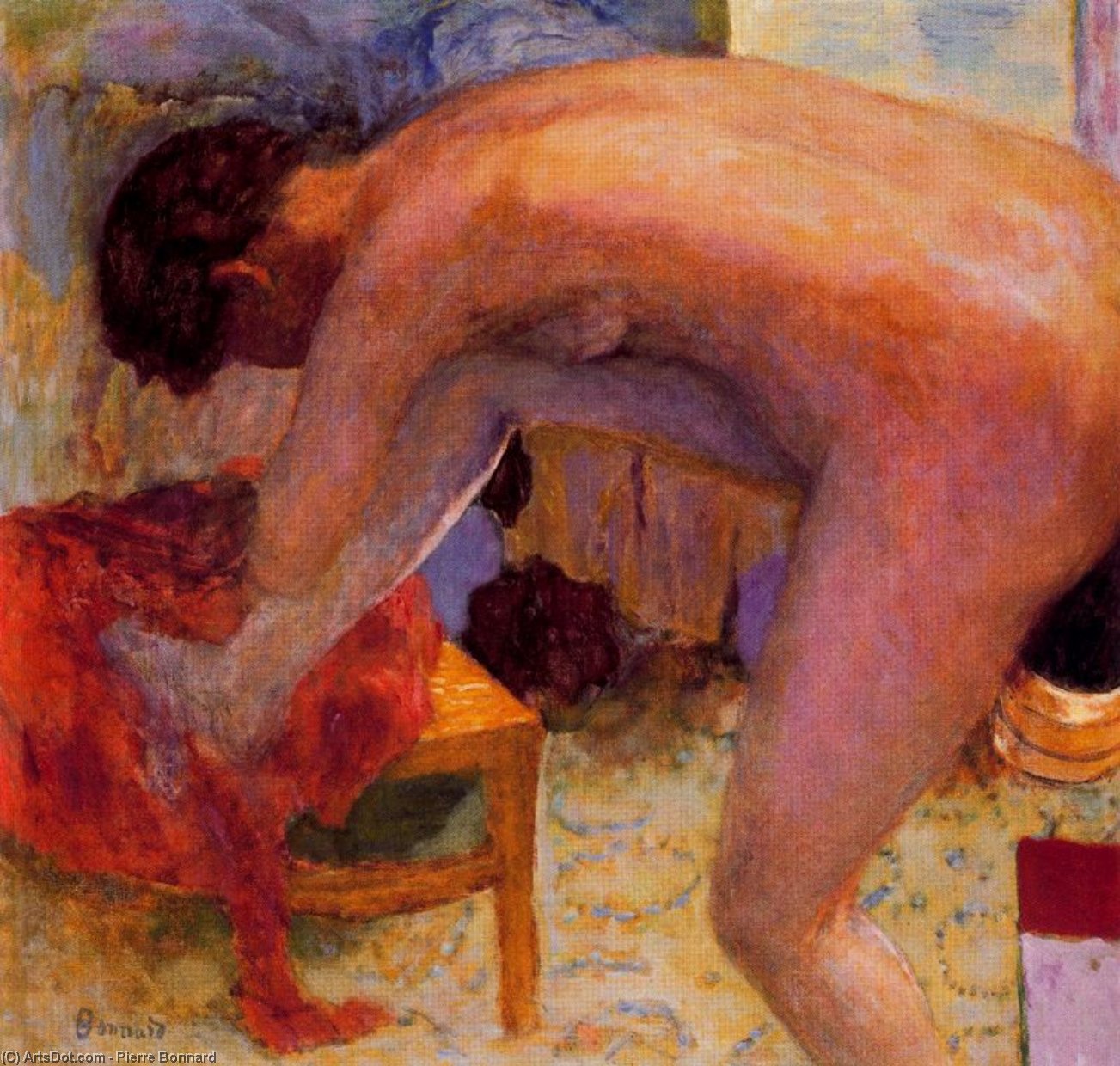 Nude, Right Leg Lifted — Pierre Bonnard