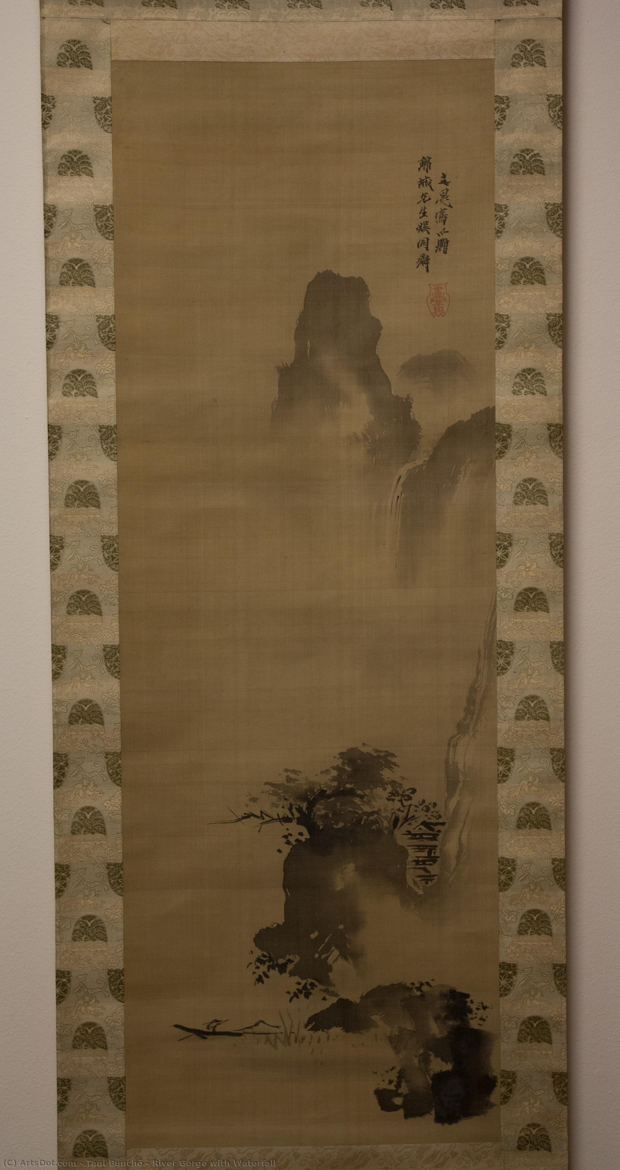 River Gorge With Waterfall — Tani Bunchō