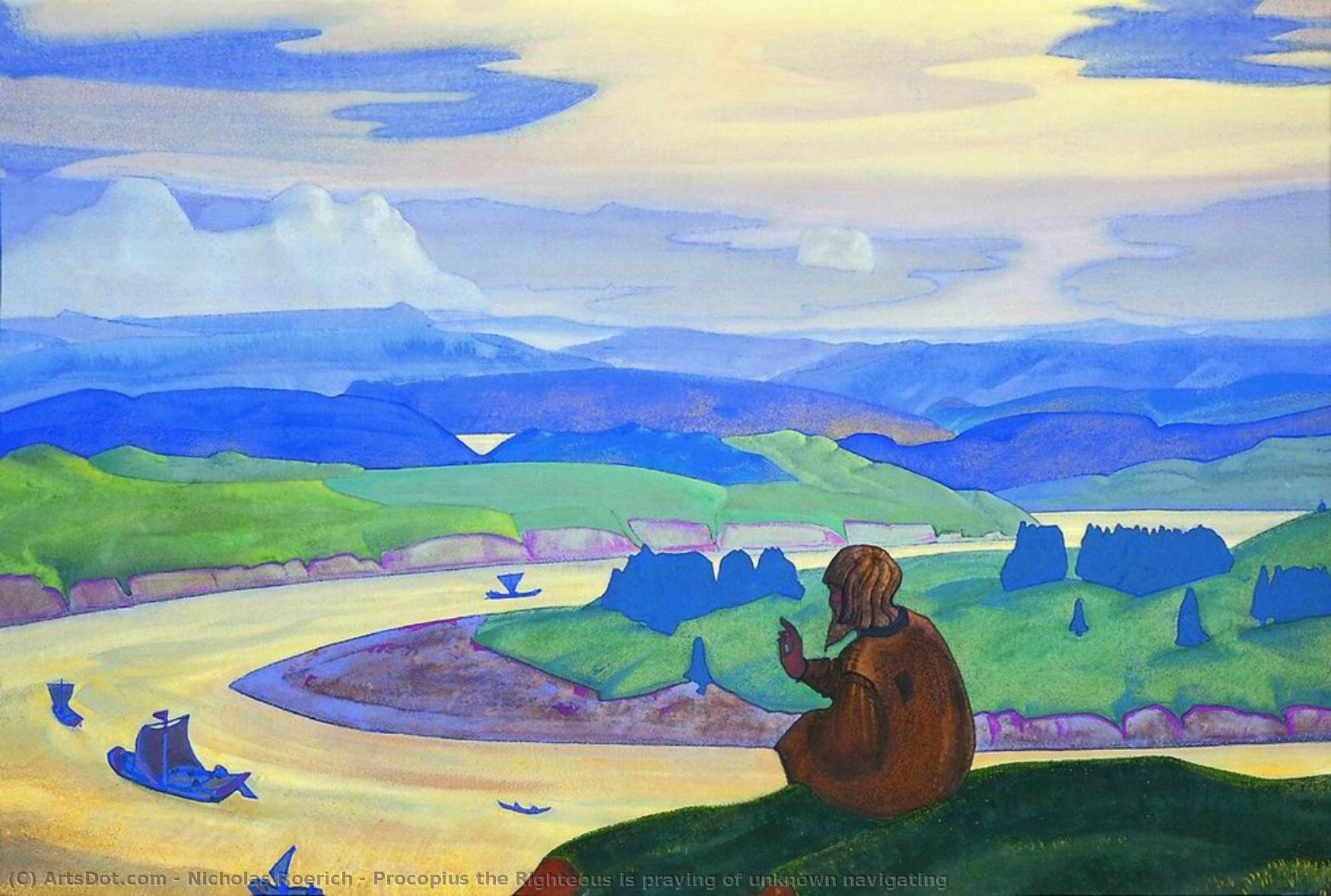 Procopius The Righteous Is Praying Of Unknown Navigating — Николай Константинович Роерих