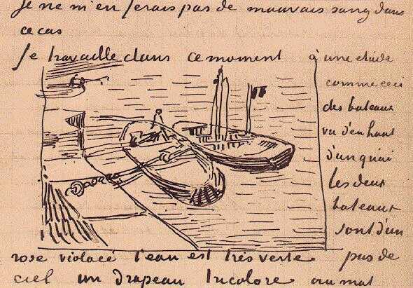 Quay With Men Unloading Sand Barges Letters 2 — Vincent Willem Van Gogh