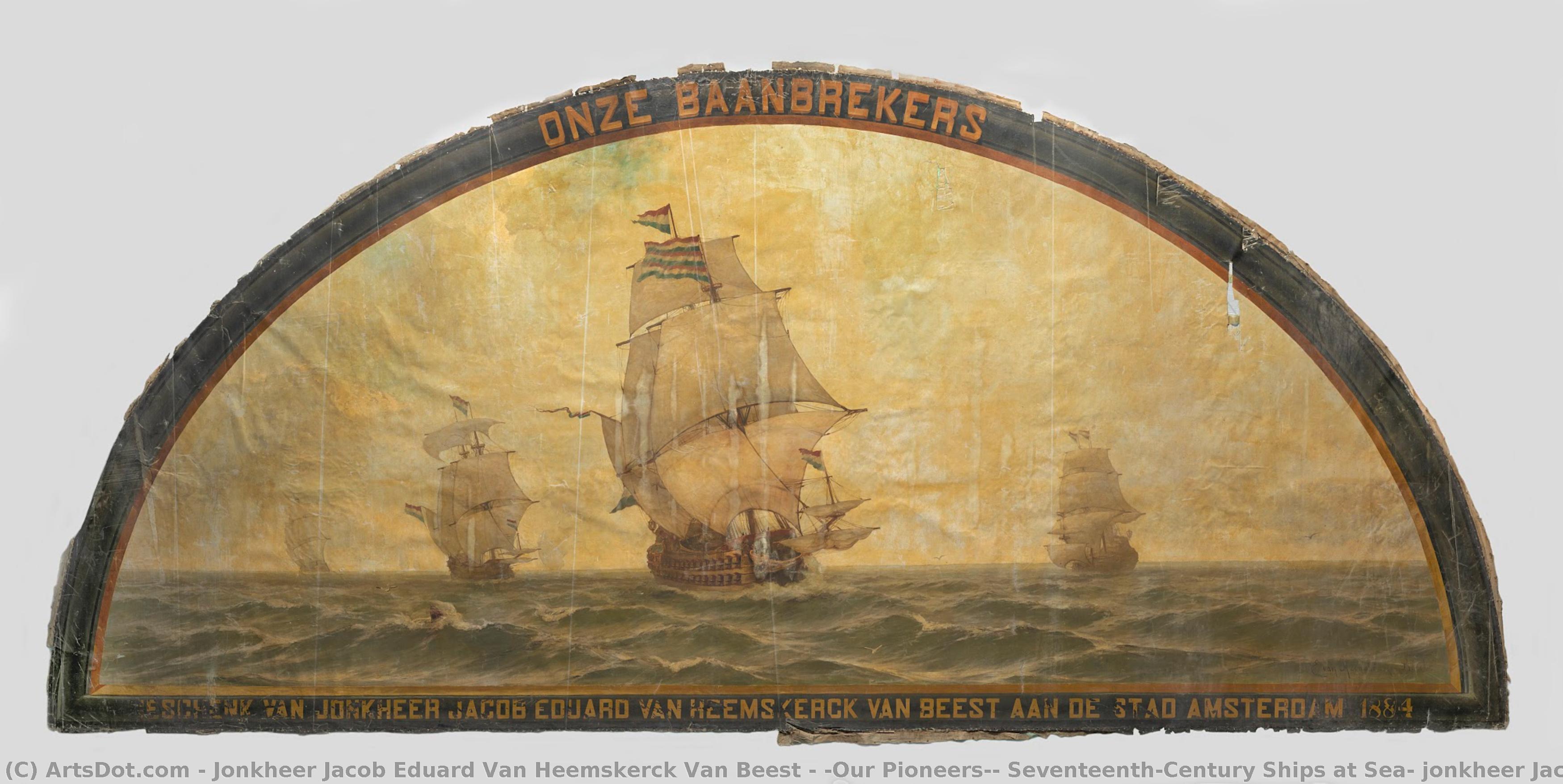 "our Pioneers": Seventeenth-century Ships At Sea, Jonkheer Jacob Eduard Van Heemskerck Van Beest, 1880 - 1884 — Jonkheer Jacob Eduard Van Heemskerck Van Beest