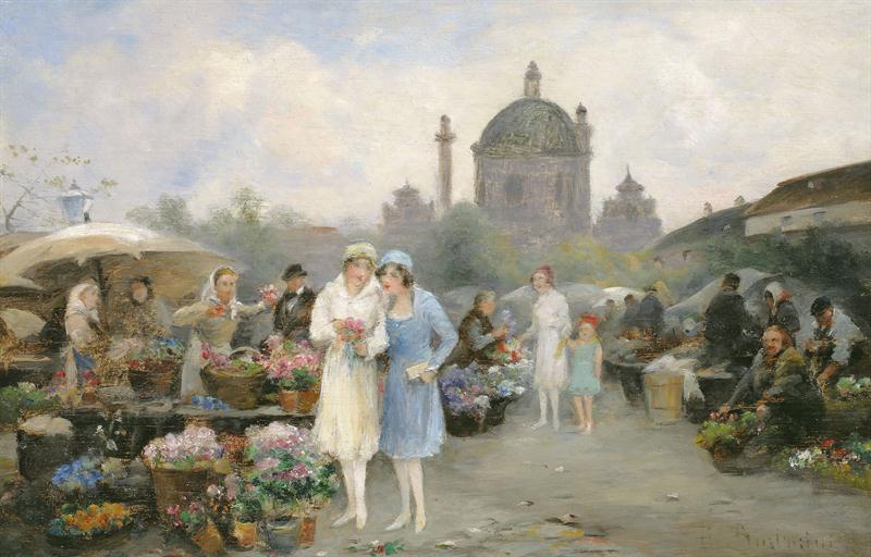 Flower Market In Front Of Karlskirche — Emil Barbarini