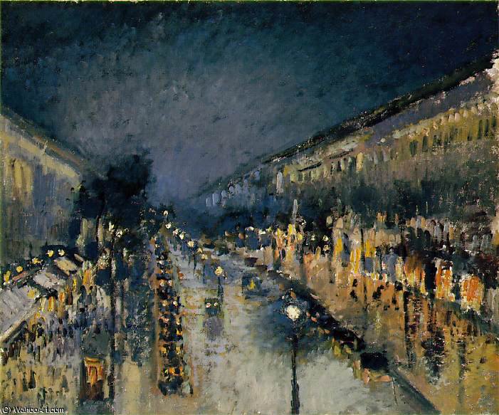 Le Boulevard Montmartre, Effet De Nuit, - (53.5x) — Camille Pissarro