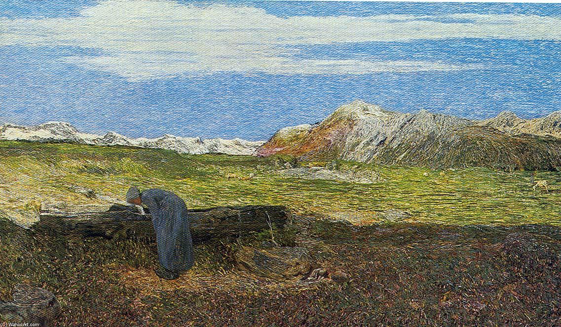 Donna Alla Fonte (also Known As Alpenlandschaft Mit Frau Am Brunnen) — Giovanni Segantini