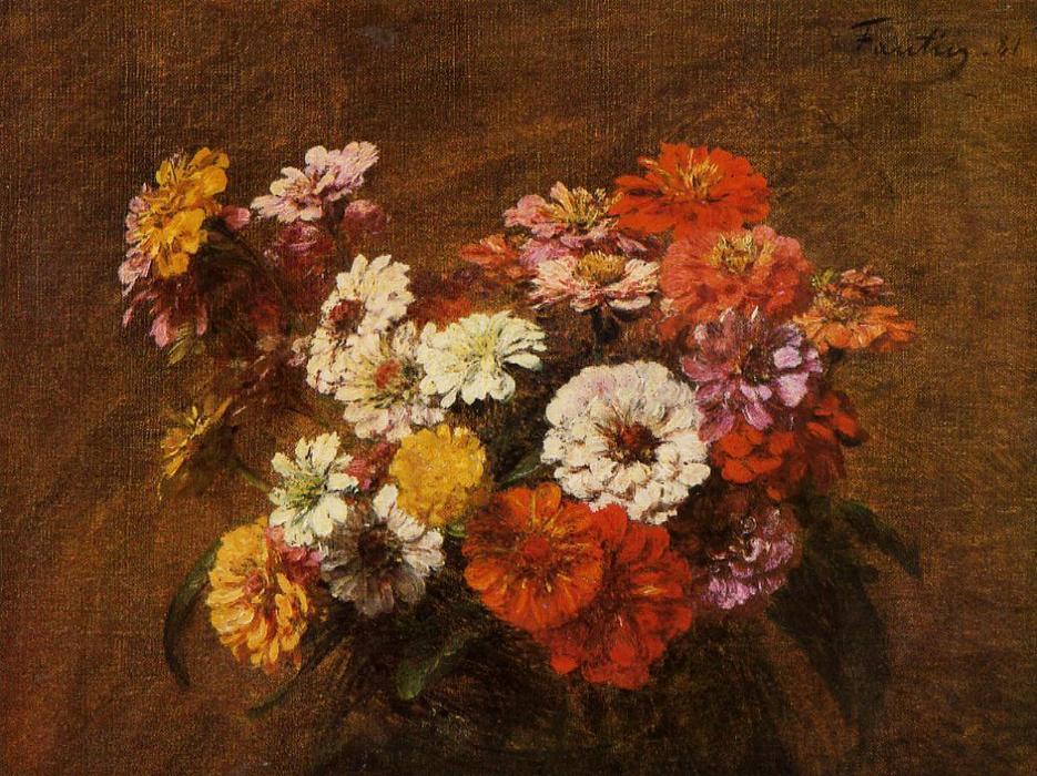 Zinnias In A Vase — Henri Fantin-latour