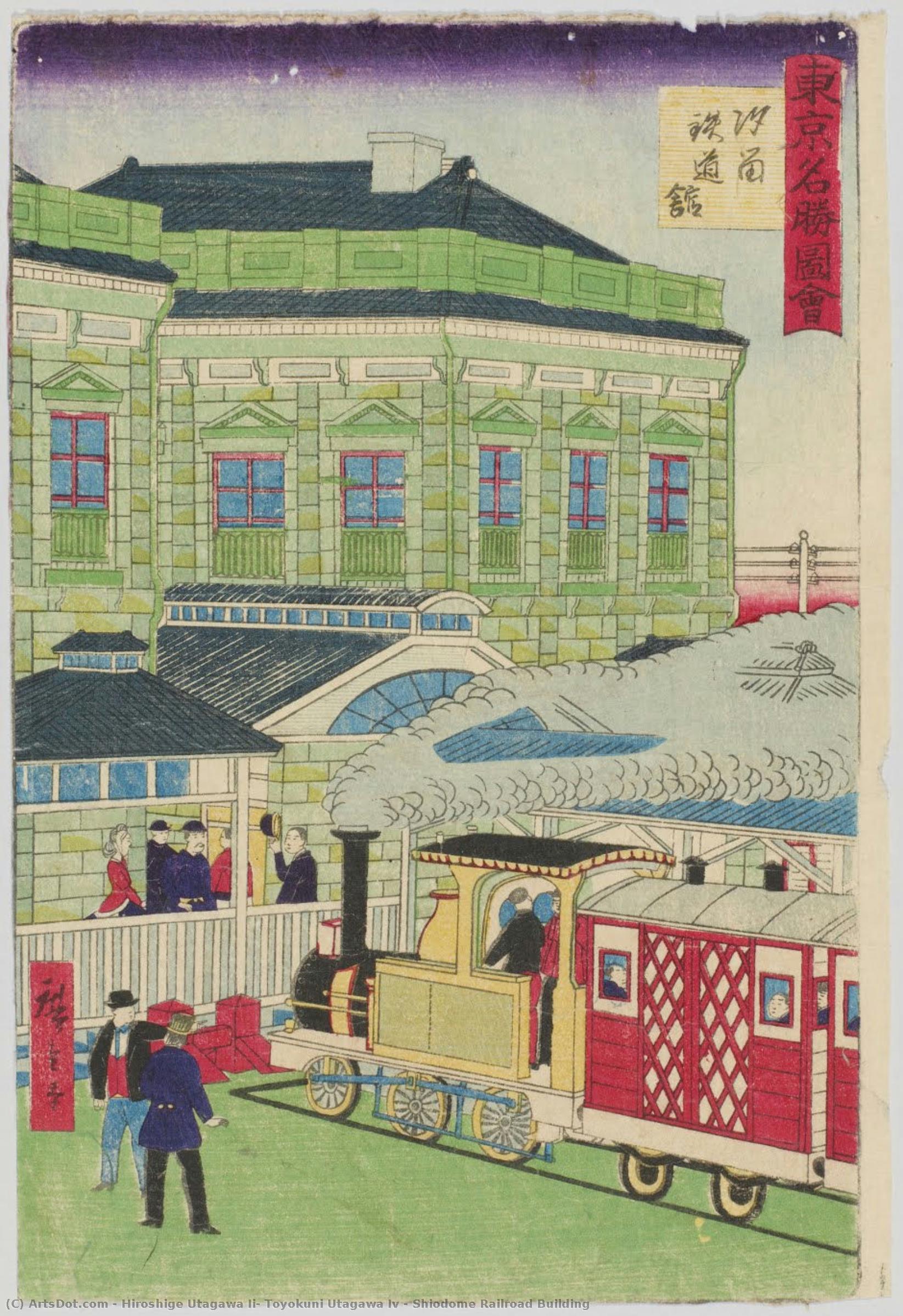 Shiodome Railroad Building — Hiroshige Utagawa Ii, Toyokuni Utagawa Iv