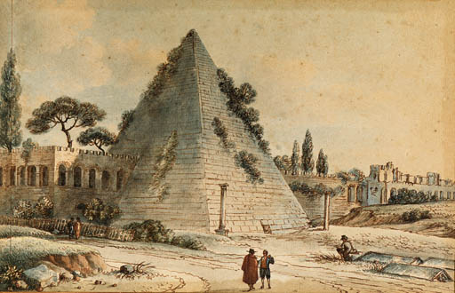 The Pyramid Of Caius Cestius With The Aurelian Walls, Rome — Victor Jean Nicolle