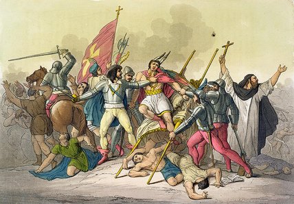 Fight Between Local Indians And Conquistadors — Gallo Gallina