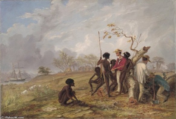 With Aborigines Near The Mouth Of The Victoria River — Thomas Baines