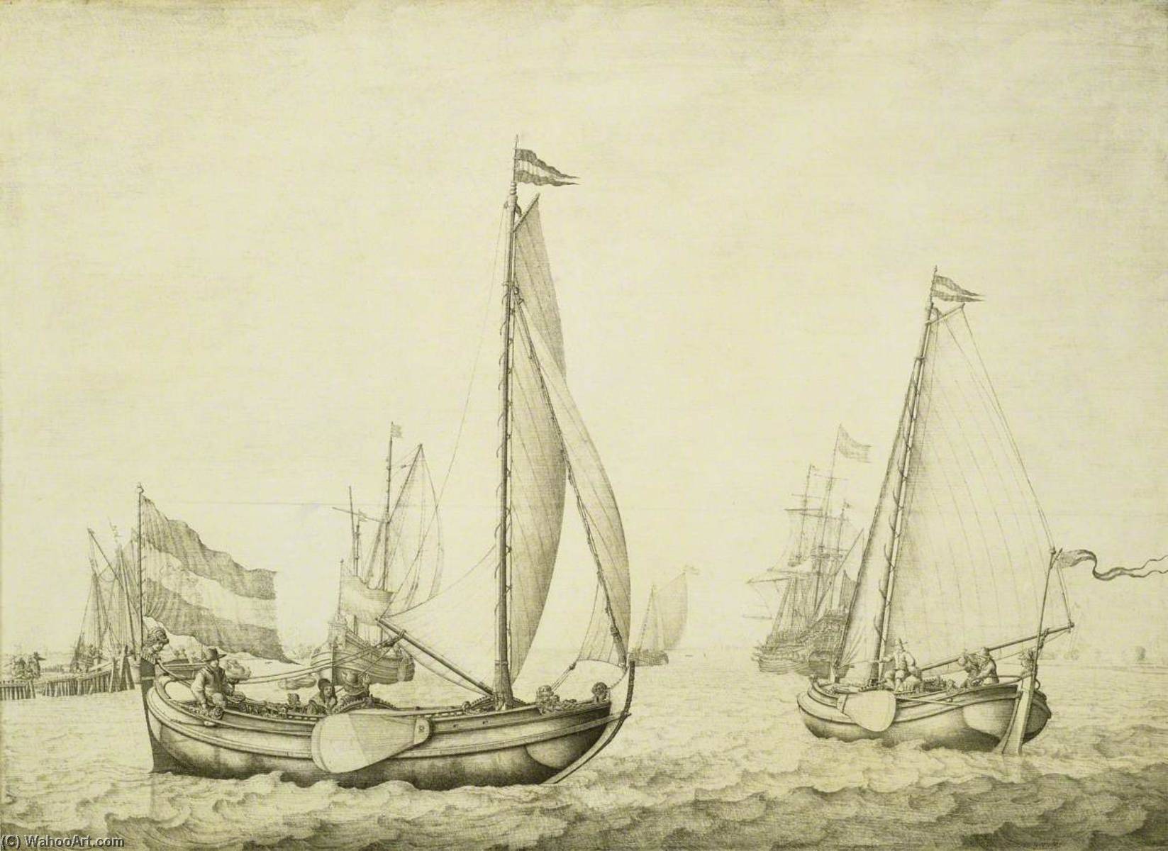 Two Dutch Boeier Yachts Under Sail — Willem Van De Velde The Elder