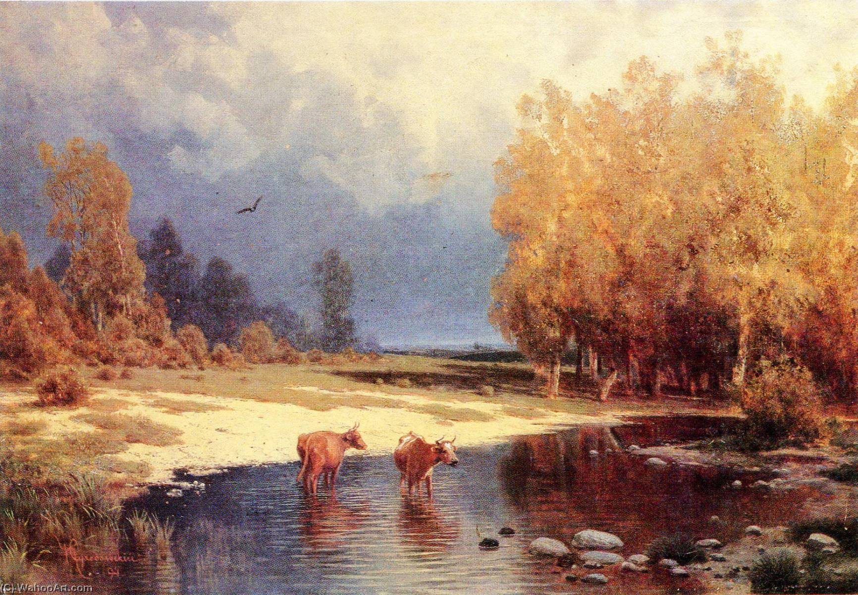 Landscape With The River And The Cows — Petr Sukhodolsky