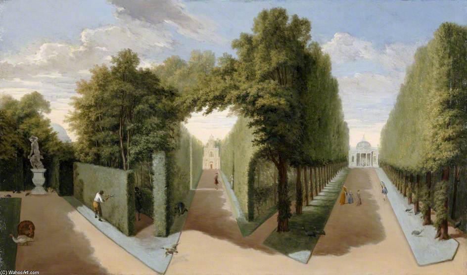 A View Of Chiswick House Gardens With The Bagnio And Domed Building Alleys — Pieter Andreas Rysbrack