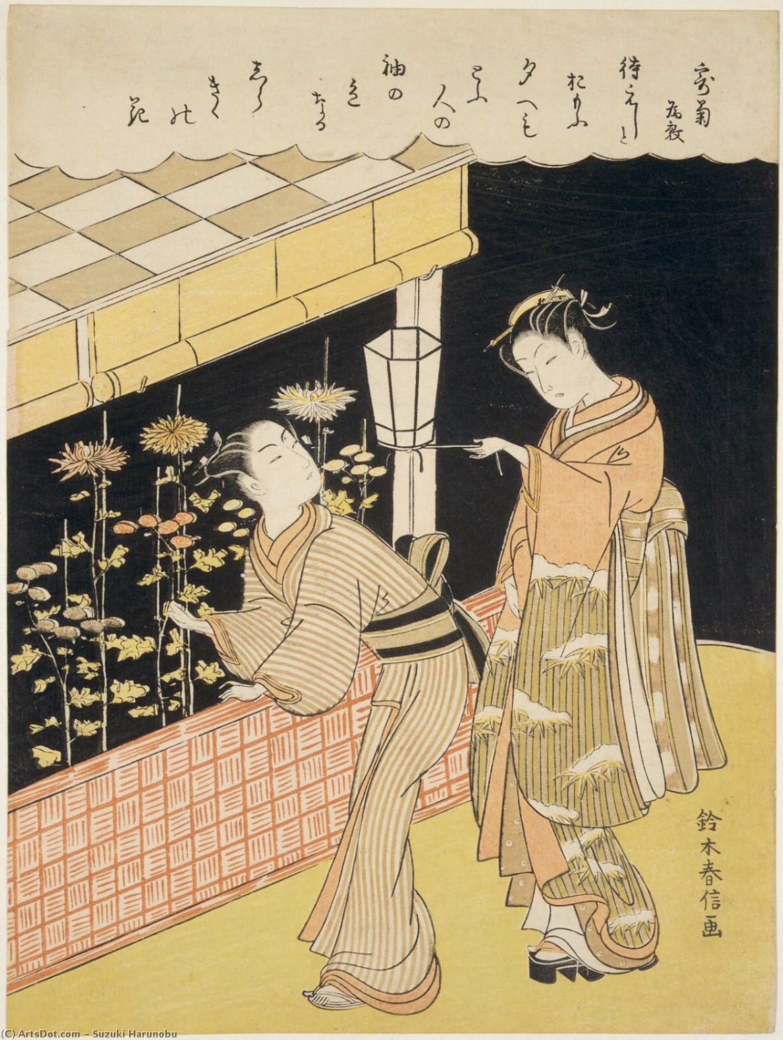 On The Subject Of Chrysanthemums — 鈴木春信