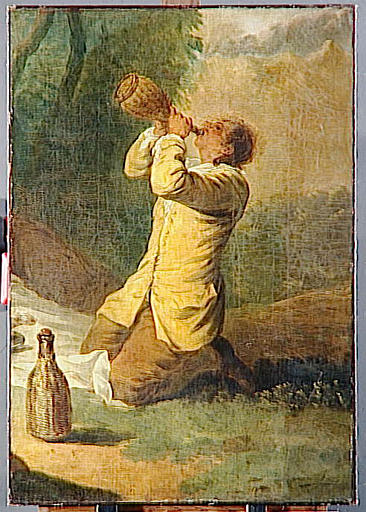 Homme Agenouille Et Buvant — Casanova François Joseph
