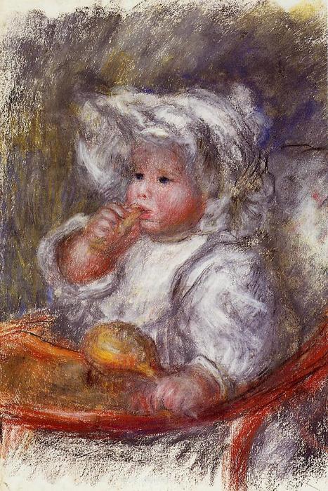 Jean Renoir En Silla (niño Con Galleta) — Pierre-auguste Renoir