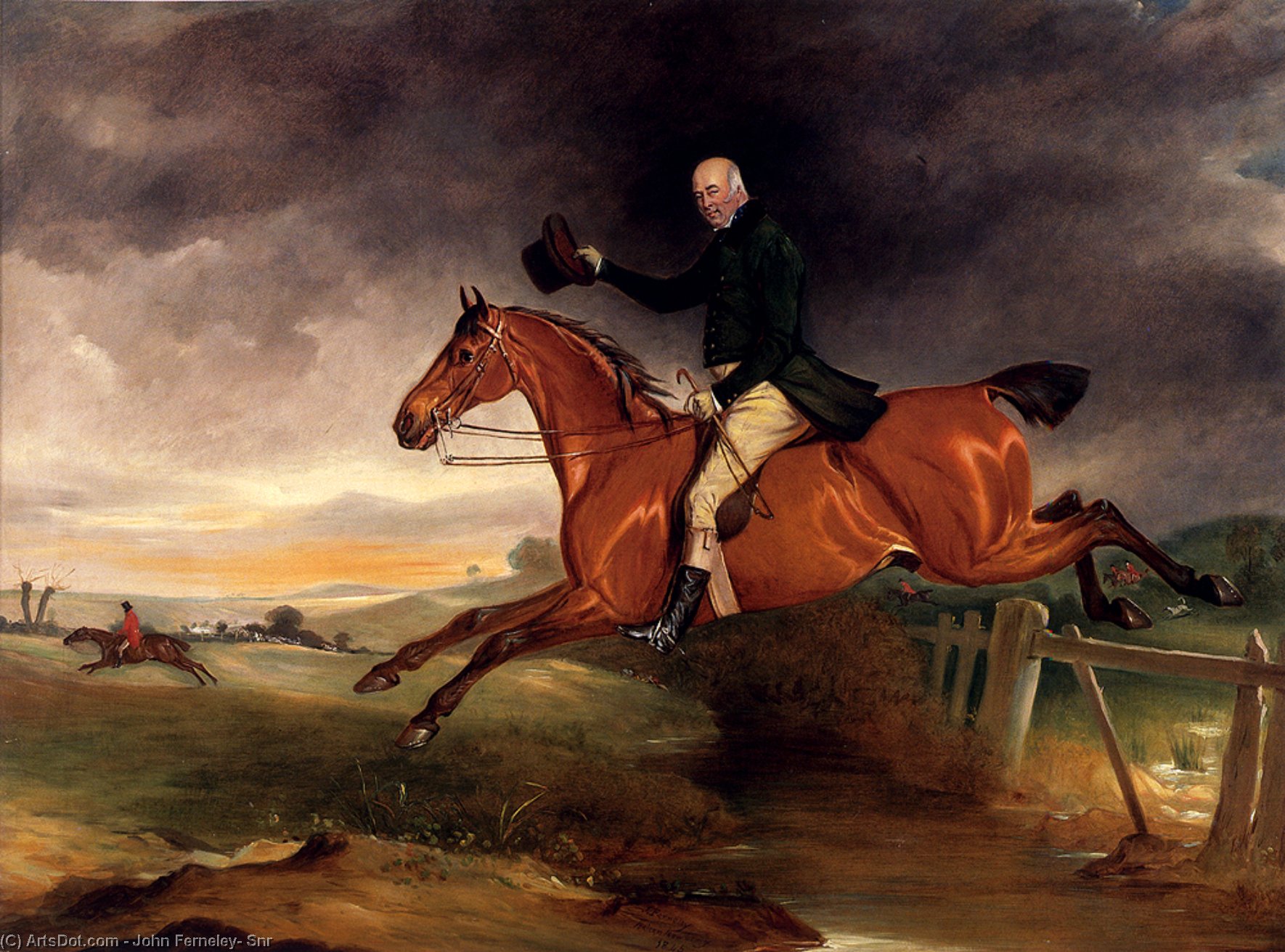 Mr George Marriott On His Bay Hunter Taking A Fence — John Ferneley, Snr