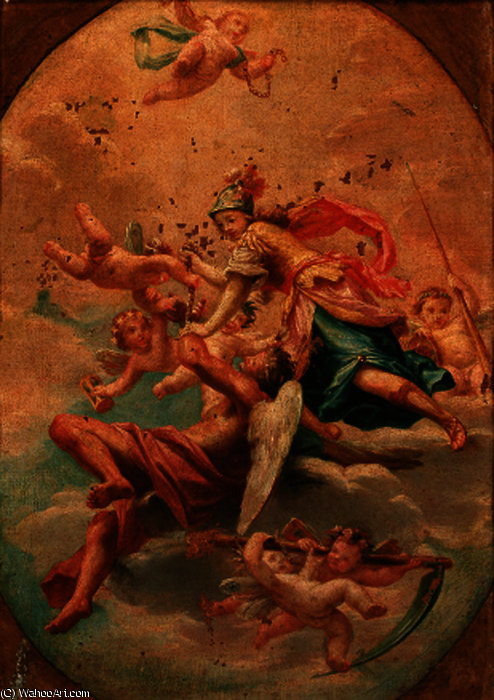 The Triumph Of Minerva, In A Painted Oval, The Corners Made Up — Giambattista Tiepolo