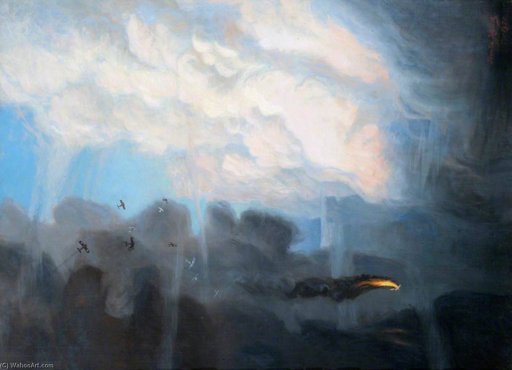 An Air Fight, France (1917–1918) Formation Of Six Se5 Machines And Six Albatross Scouts In Combat — Harold Wyllie