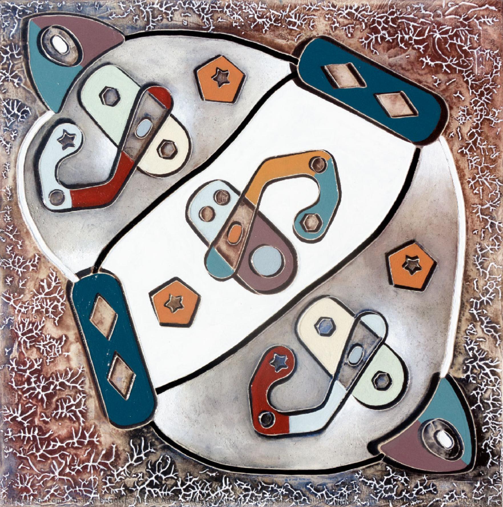 Middle Ages, , Oil, Coffee And Oxides On Bas-relief In Plaster On Canvas (70 X 70 Cm) (2021) — Andrea Benetti