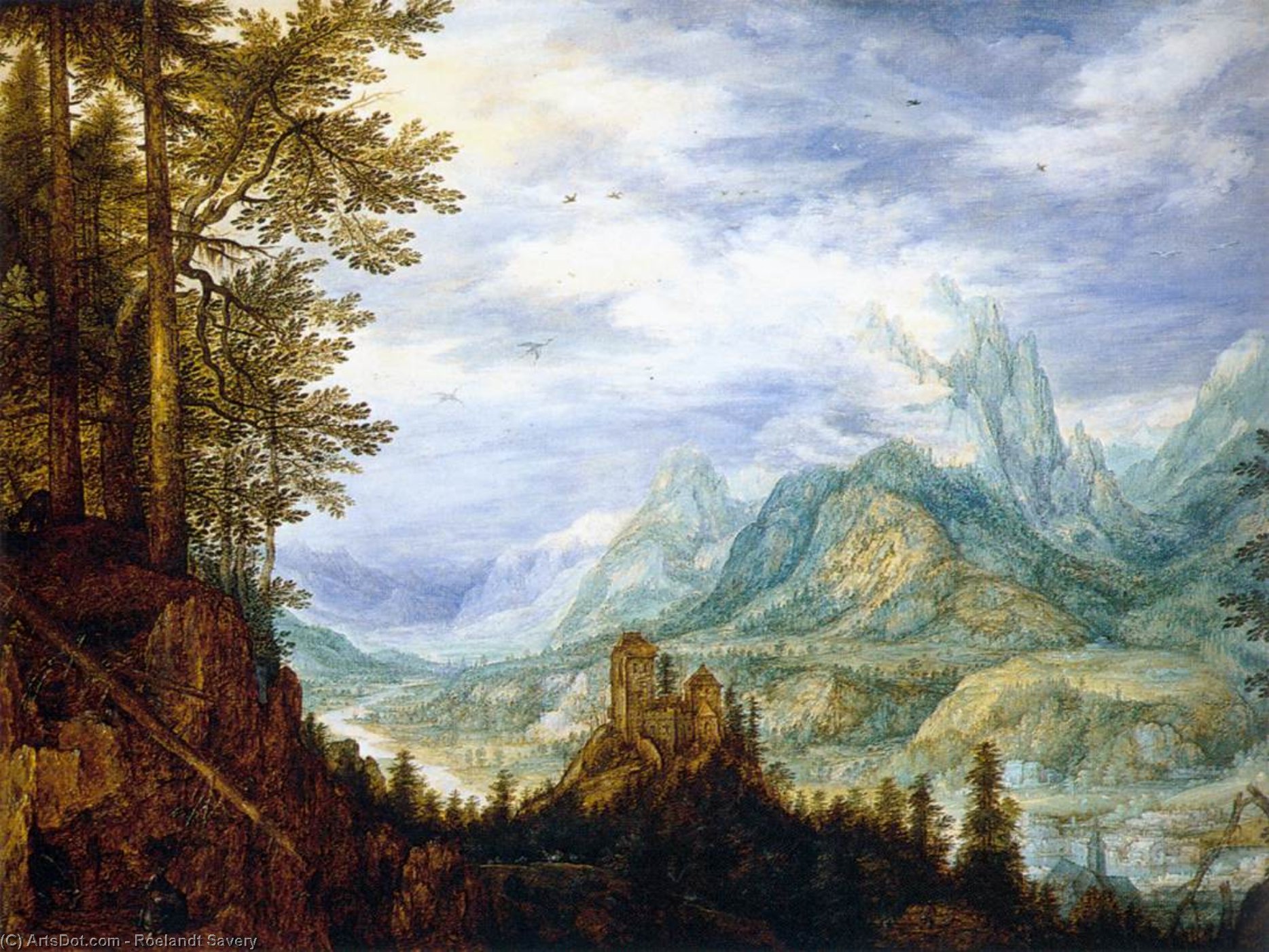 Mountainous Landscape With A Castle — Roelandt Savery