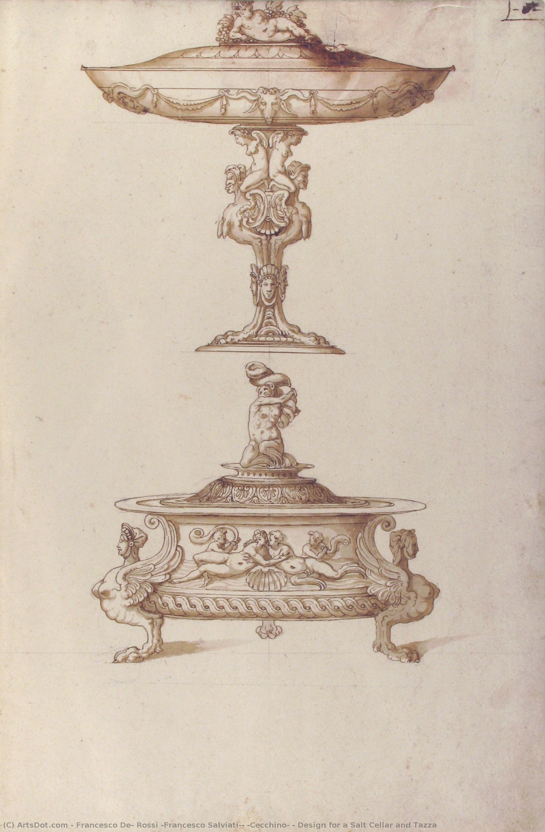 Design For A Salt Cellar And Tazza — Francesco De Rossi (francesco Salviati) (cecchino)