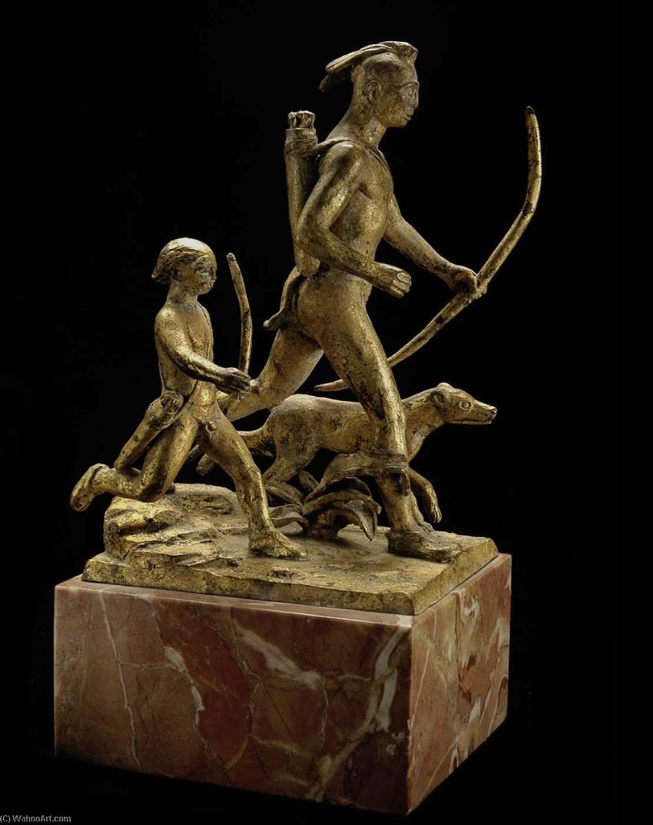 Indian, Boy And Dog, Hunters — Pol Menšip