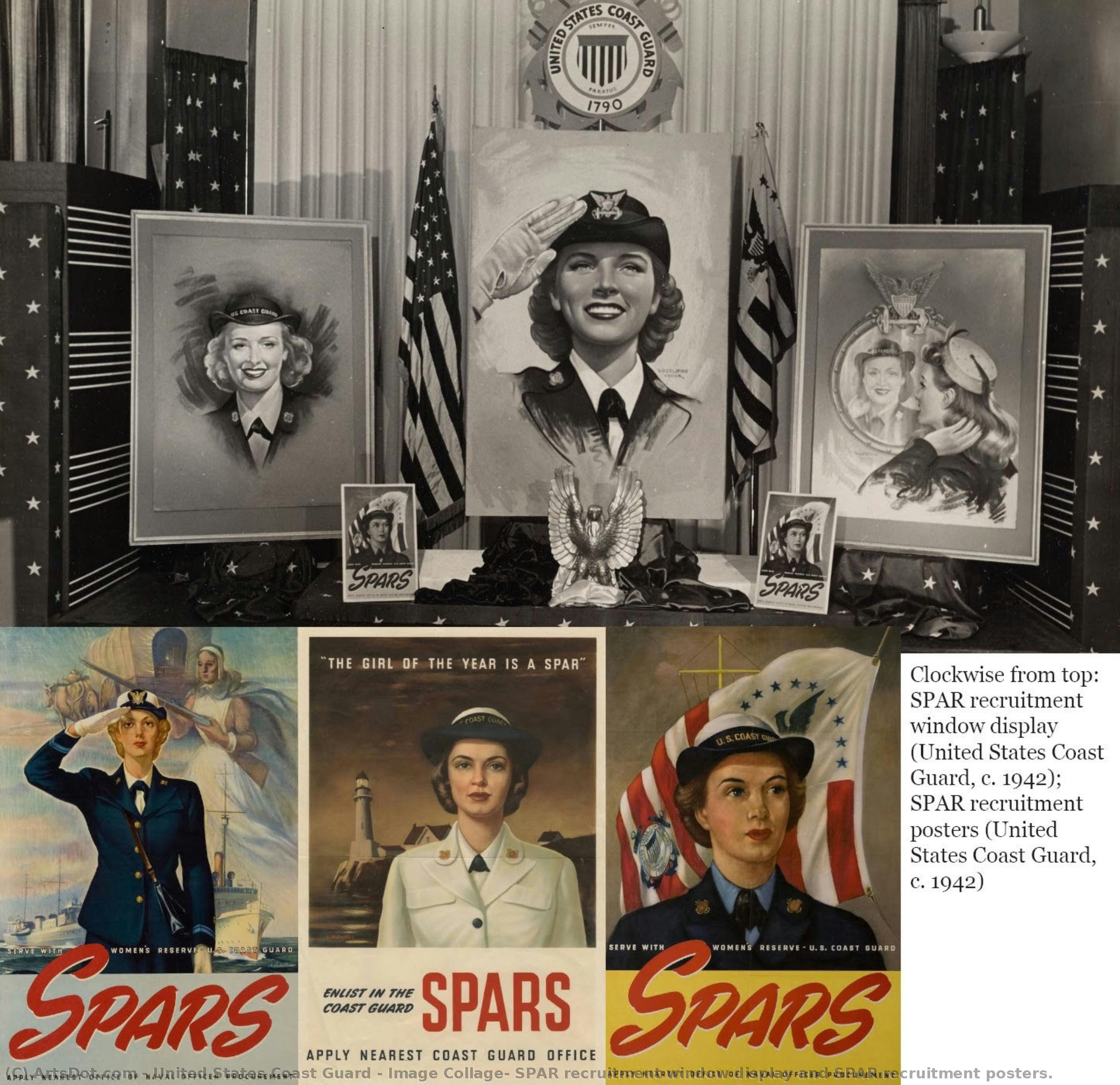 Image Collage: Spar Recruitment Window Display And Spar Recruitment Posters. — United States Coast Guard