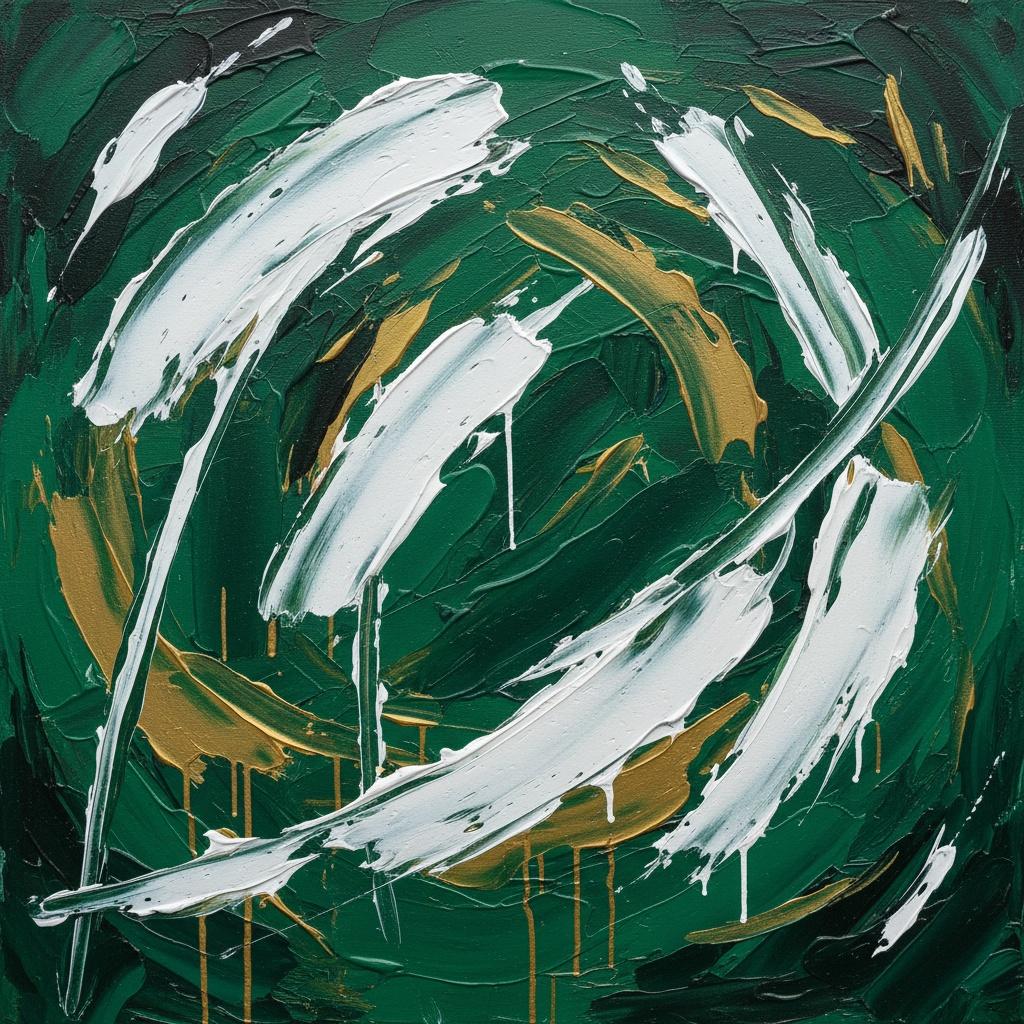 Emerald Flux: A Monolithic Dance Of Gold And Impasto Arcs — Christian Noiret