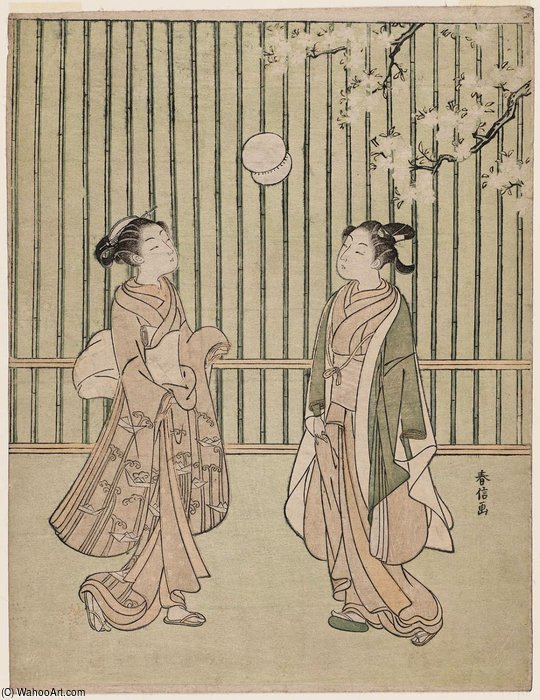 Young Couple Playing Football — Suzuki Harunobu